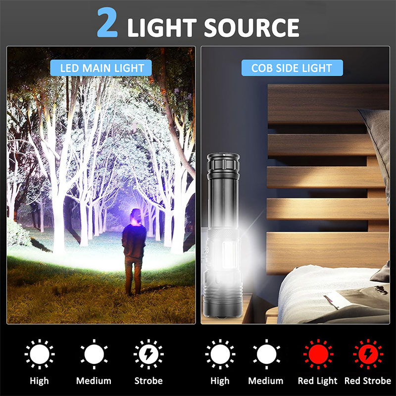 LED Torch Light High Power Rechargeable Torchlight 20000 Lumens with COB Side-Light 3