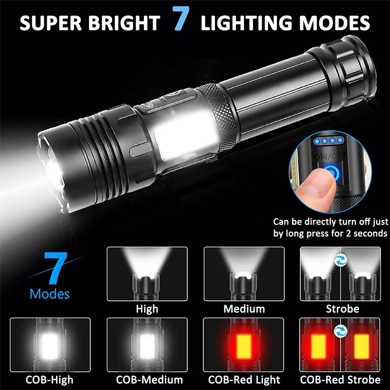 LED Torch Light High Power Rechargeable Torchlight 20000 Lumens with COB Side-Light 4