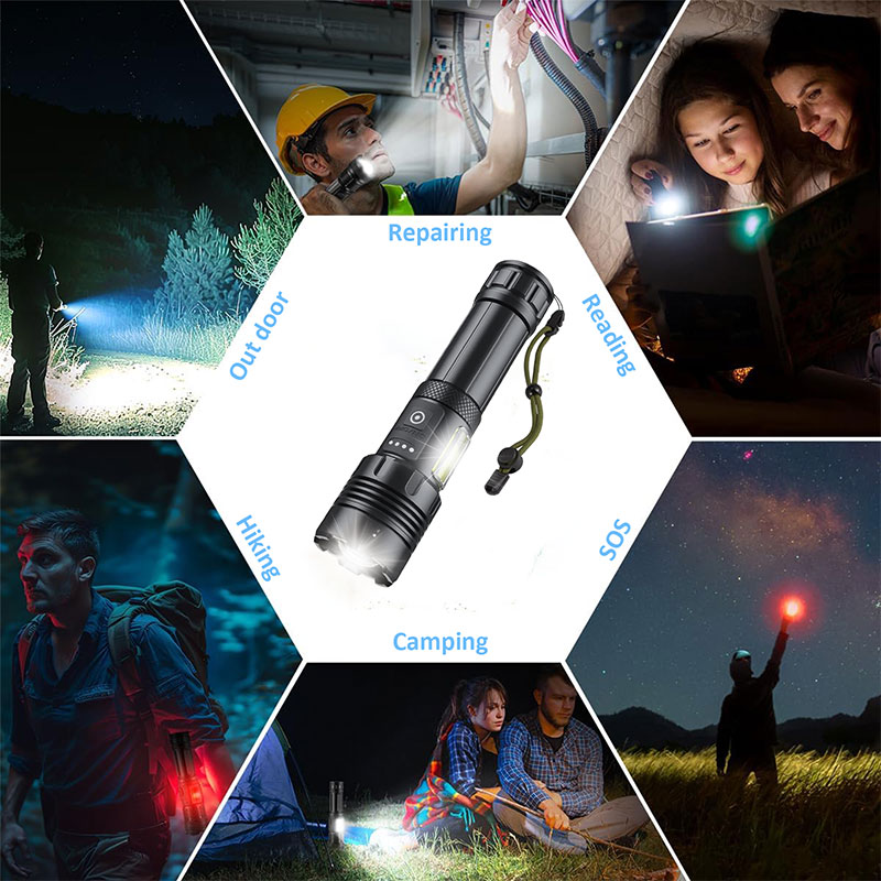 LED Torch Light High Power Rechargeable Torchlight 20000 Lumens with COB Side-Light 8