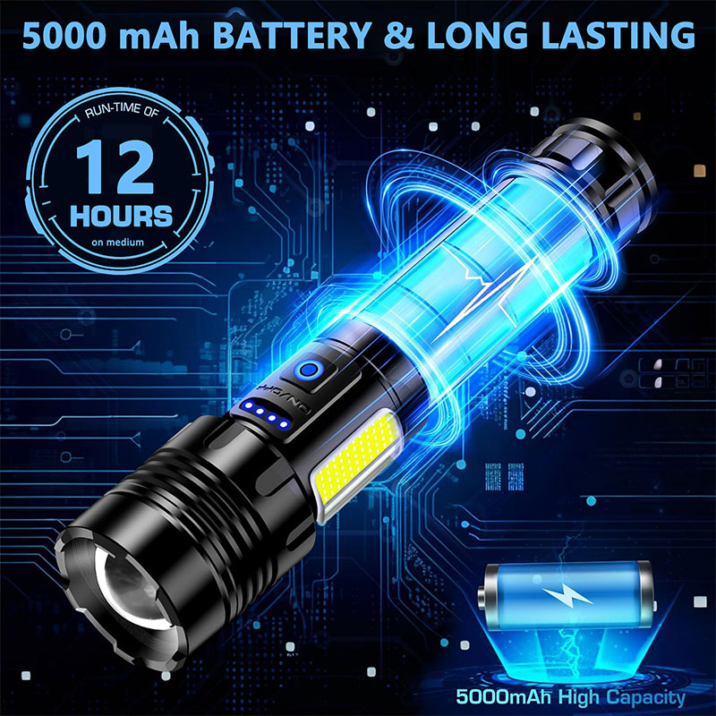 LED Torch Light High Power Rechargeable Torchlight 20000 Lumens with COB Side-Light 9