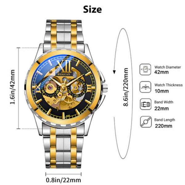 Luxury Men's Automatic Mechanical Stainless Steel Watch Business Hollow Skeleton 10