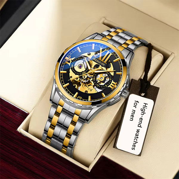Luxury Men's Automatic Mechanical Stainless Steel Watch Business Hollow Skeleton 2