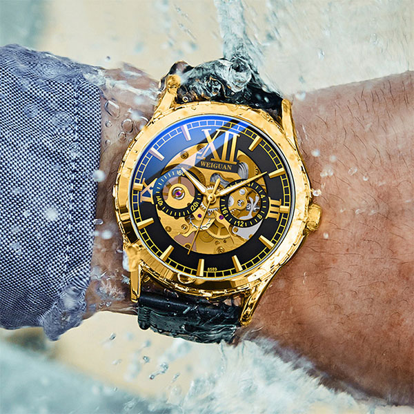 Luxury Men's Automatic Mechanical Stainless Steel Watch Business Hollow Skeleton 4