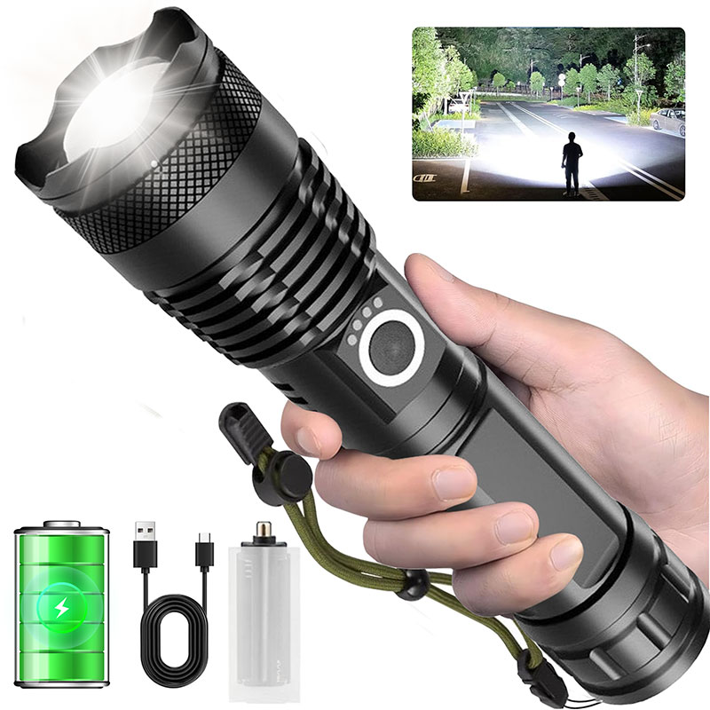 Rechargeable Torch Light High Power LED Torchlight 10000 Lumens with USB Charging