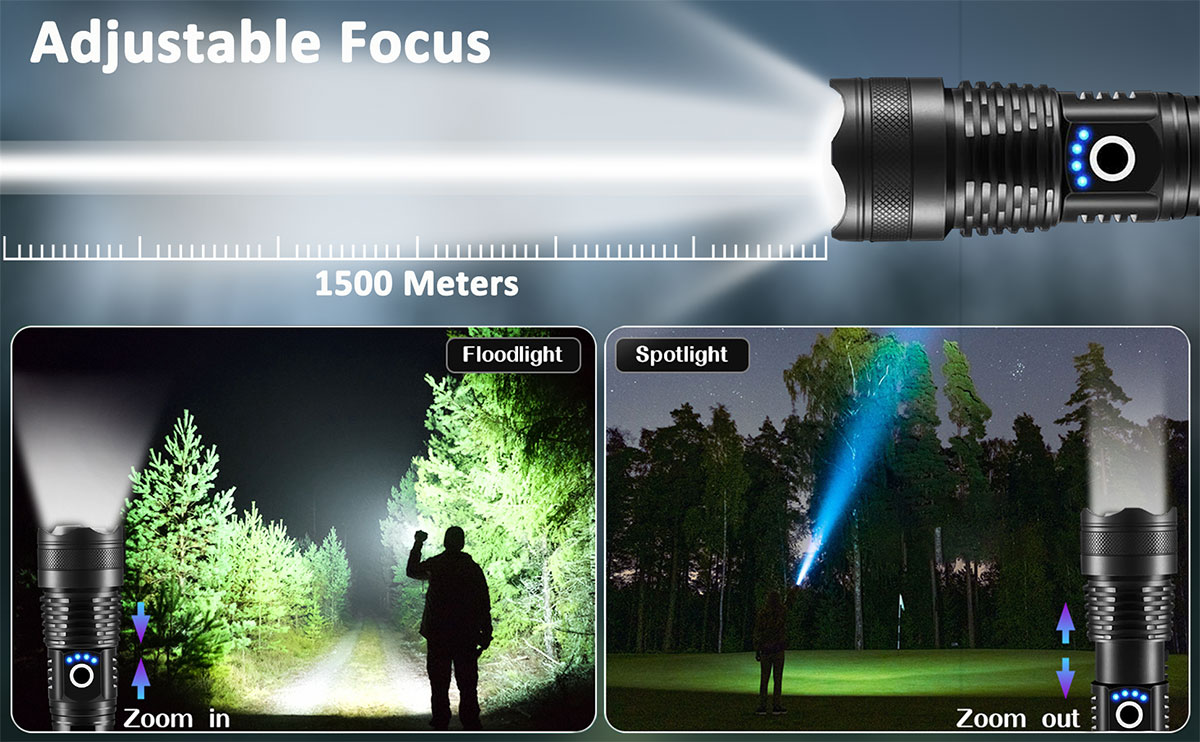 Rechargeable Torch Light High Power LED Torchlight 10000 Lumens with USB Charging