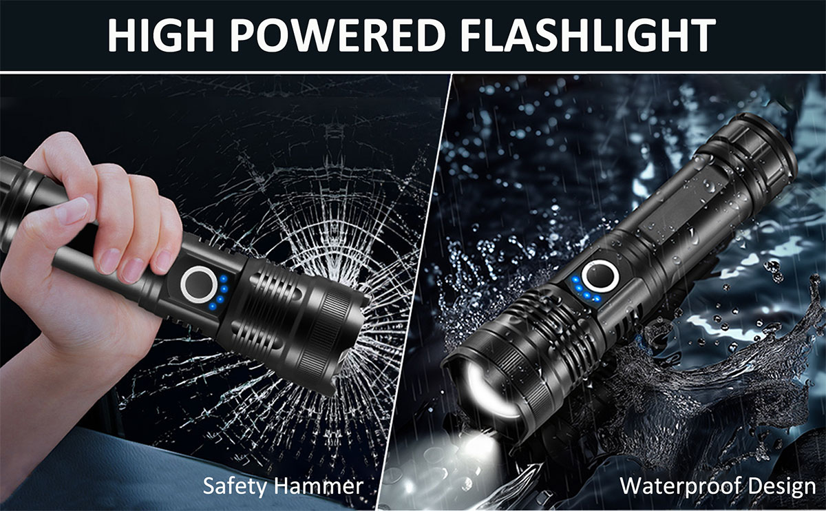 Rechargeable Torch Light High Power LED Torchlight 10000 Lumens with USB Charging