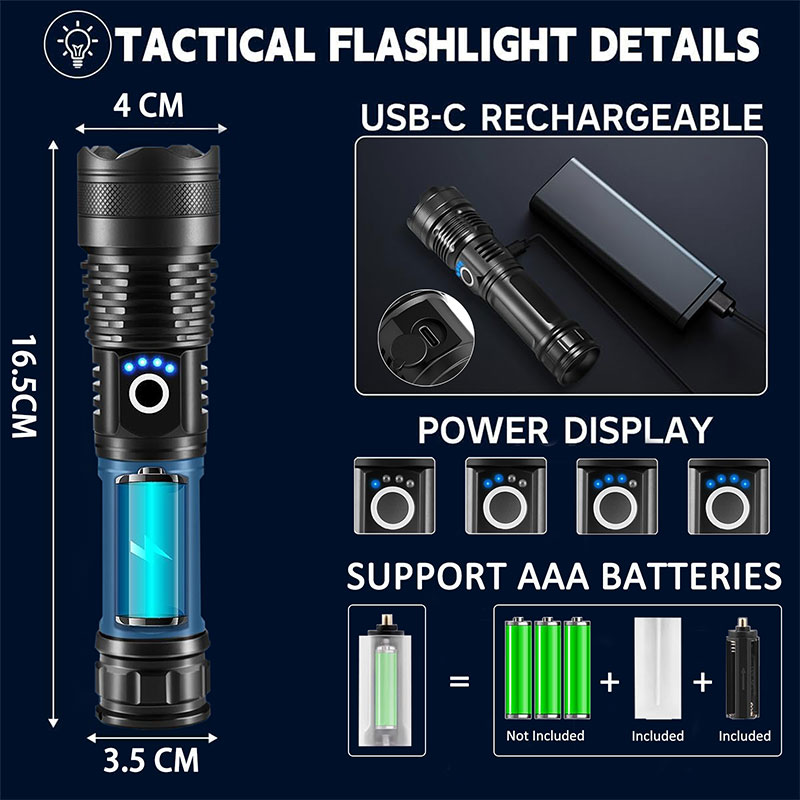 Rechargeable Torch Light High Power LED Torchlight 10000 Lumens with USB Charging 5