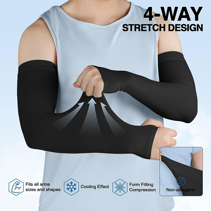 Sun Protection Arm Sleeves for Men Women with Thumb Hole Cooling UPF 50 5